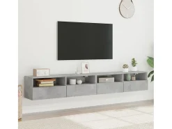 Móvel De Tv* Móveis de parede p/ TV 2 pcs derivados de madeira cinza cimento PT980403 Cinzento