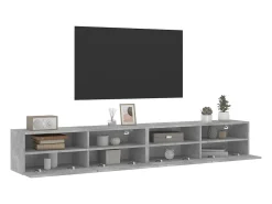 Móvel De Tv* Móveis de parede p/ TV 2 pcs derivados de madeira cinza cimento PT980403 Cinzento