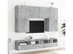 Móvel De Tv* Móveis de parede p/ TV 2 pcs derivados de madeira cinza cimento PT980403 Cinzento