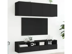 Móvel De Tv* Móveis de parede p/ TV 2 pcs 40x30x30cm derivados madeira PT428096 Preto