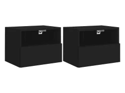 Móvel De Tv* Móveis de parede p/ TV 2 pcs 40x30x30cm derivados madeira PT428096 Preto