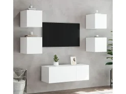 Móvel De Tv* Móveis de parede p/ TV com luzes LED 2 pcs 30,5x35x30 cm PT402794 Branco
