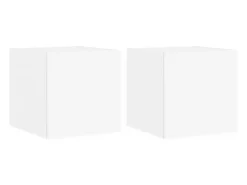 Móvel De Tv* Móveis de parede p/ TV com luzes LED 2 pcs 30,5x35x30 cm PT402794 Branco