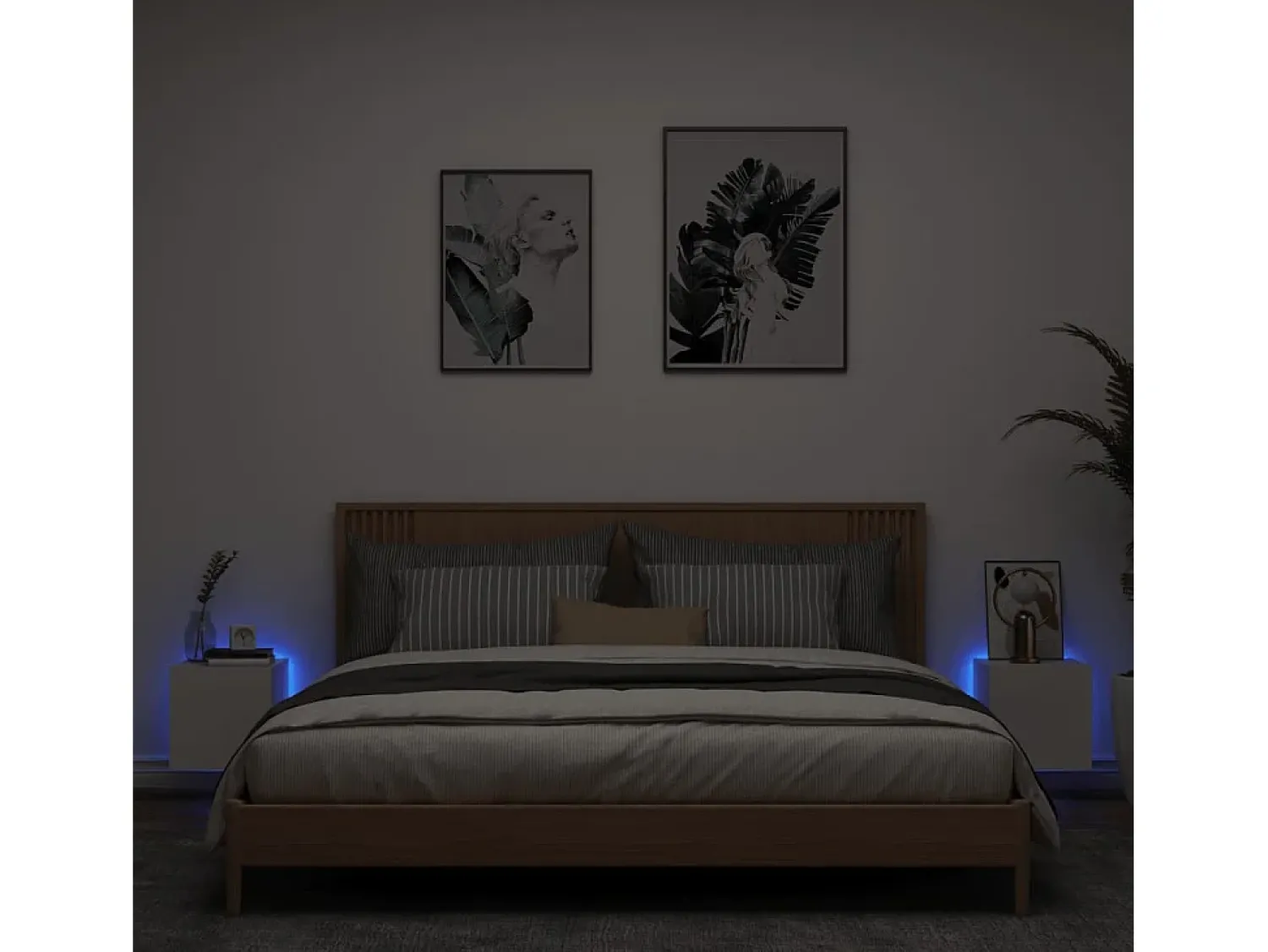 Móvel De Tv* Móveis de parede p/ TV com luzes LED 2 pcs 30,5x35x30 cm PT402794 Branco