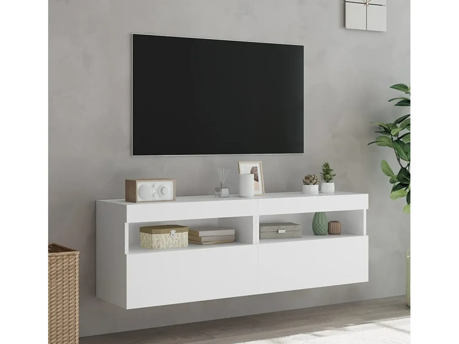 Sale Móveis de parede p/ TV com luzes LED 2 pcs 60x30x40 cm PT237149 Branco