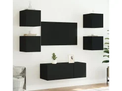 Clearance Móveis de parede p/ TV com luzes LED 2 pcs 30,5x35x30 cm PT383401 Preto