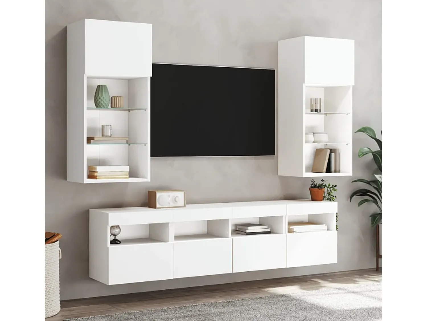 Sale Móveis de parede p/ TV com luzes LED 2 pcs 40x30x40 cm PT390940 Branco