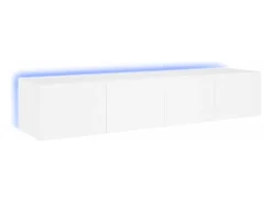Outlet vidaxl Móveis de parede p/ TV com luzes LED 2 pcs 80x35x31 cm Branco
