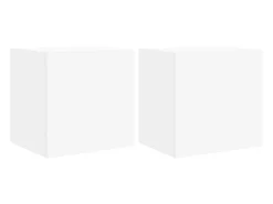 Móvel De Tv* Móveis de parede p/ TV com luzes LED 2 pcs 40,5x35x40 cm PT829515 Branco