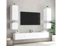 Móvel De Tv* Móveis de parede p/ TV com luzes LED 2 pcs 40,5x35x40 cm PT829515 Branco