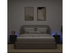 Móveis de parede p/ TV com luzes LED 2 pcs 40,5x35x40 cm PT271081^ Móvel De Tv