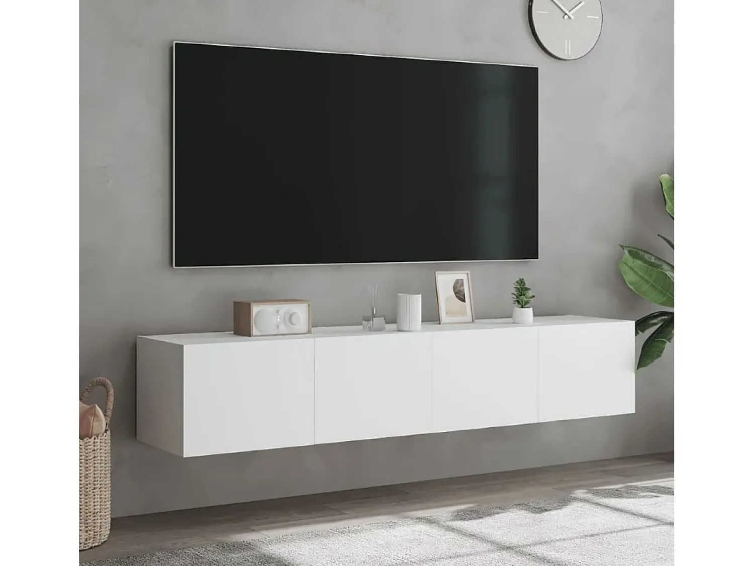 New Móveis de parede p/ TV com luzes LED 2 pcs 80x35x31 cm PT961500 Branco