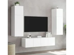 New Móveis de parede p/ TV com luzes LED 2 pcs 80x35x31 cm PT961500 Branco