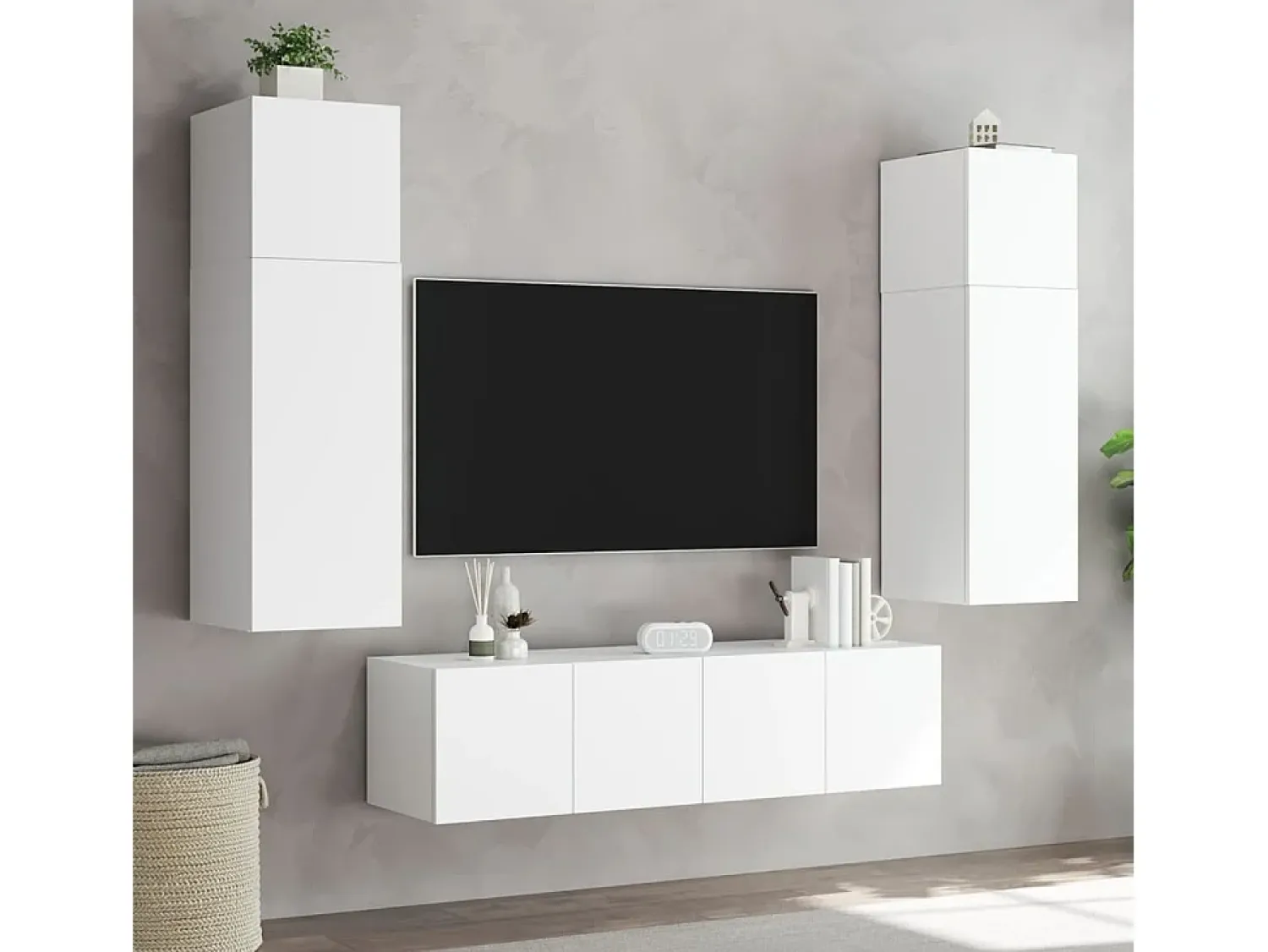 New Móveis de parede p/ TV com luzes LED 2 pcs 80x35x31 cm PT961500 Branco