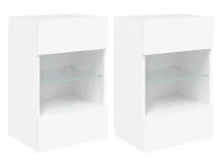Móvel De Tv| Móveis de parede p/ TV com luzes LED 2 pcs 40x30x60,5 cm PT653906 Branco