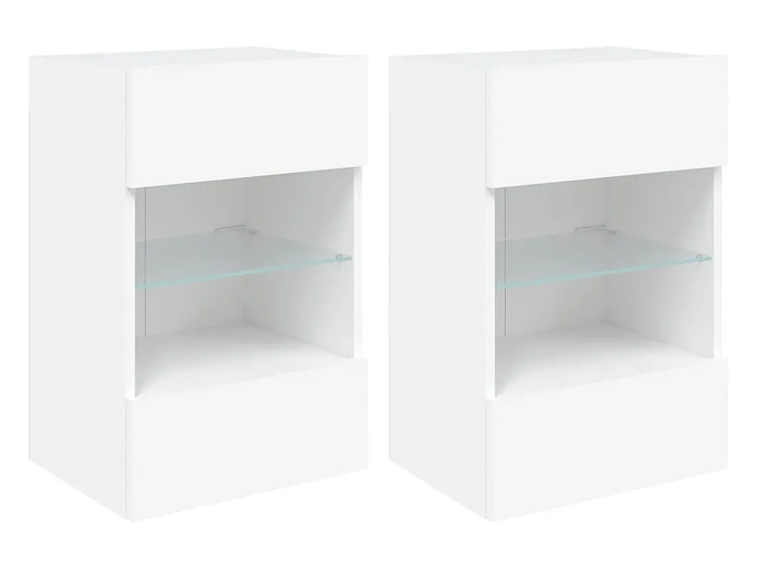 Móvel De Tv| Móveis de parede p/ TV com luzes LED 2 pcs 40x30x60,5 cm PT653906 Branco