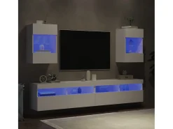 Móvel De Tv| Móveis de parede p/ TV com luzes LED 2 pcs 40x30x60,5 cm PT653906 Branco