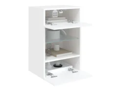 Móvel De Tv| Móveis de parede p/ TV com luzes LED 2 pcs 40x30x60,5 cm PT653906 Branco