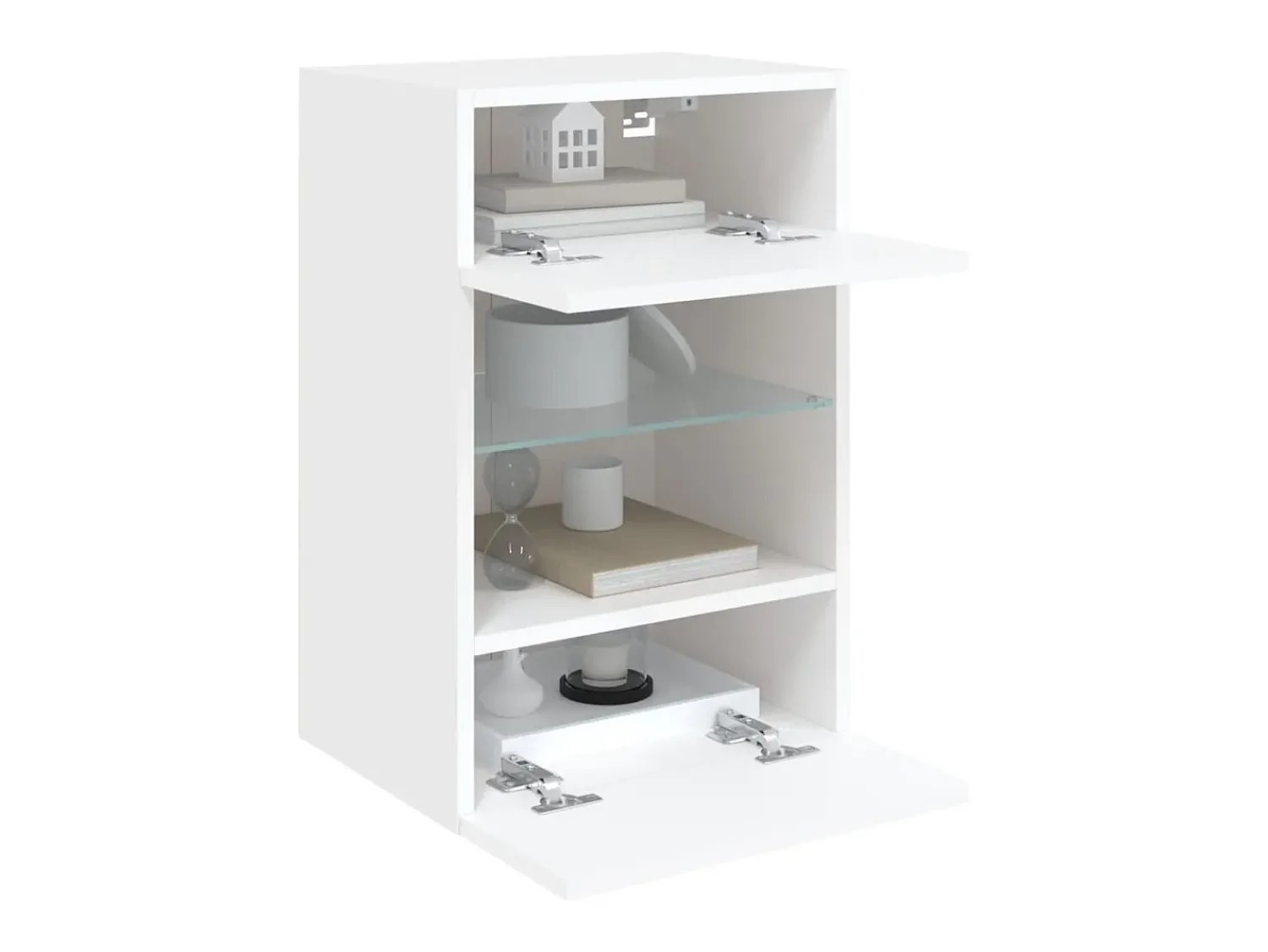 Móvel De Tv| Móveis de parede p/ TV com luzes LED 2 pcs 40x30x60,5 cm PT653906 Branco