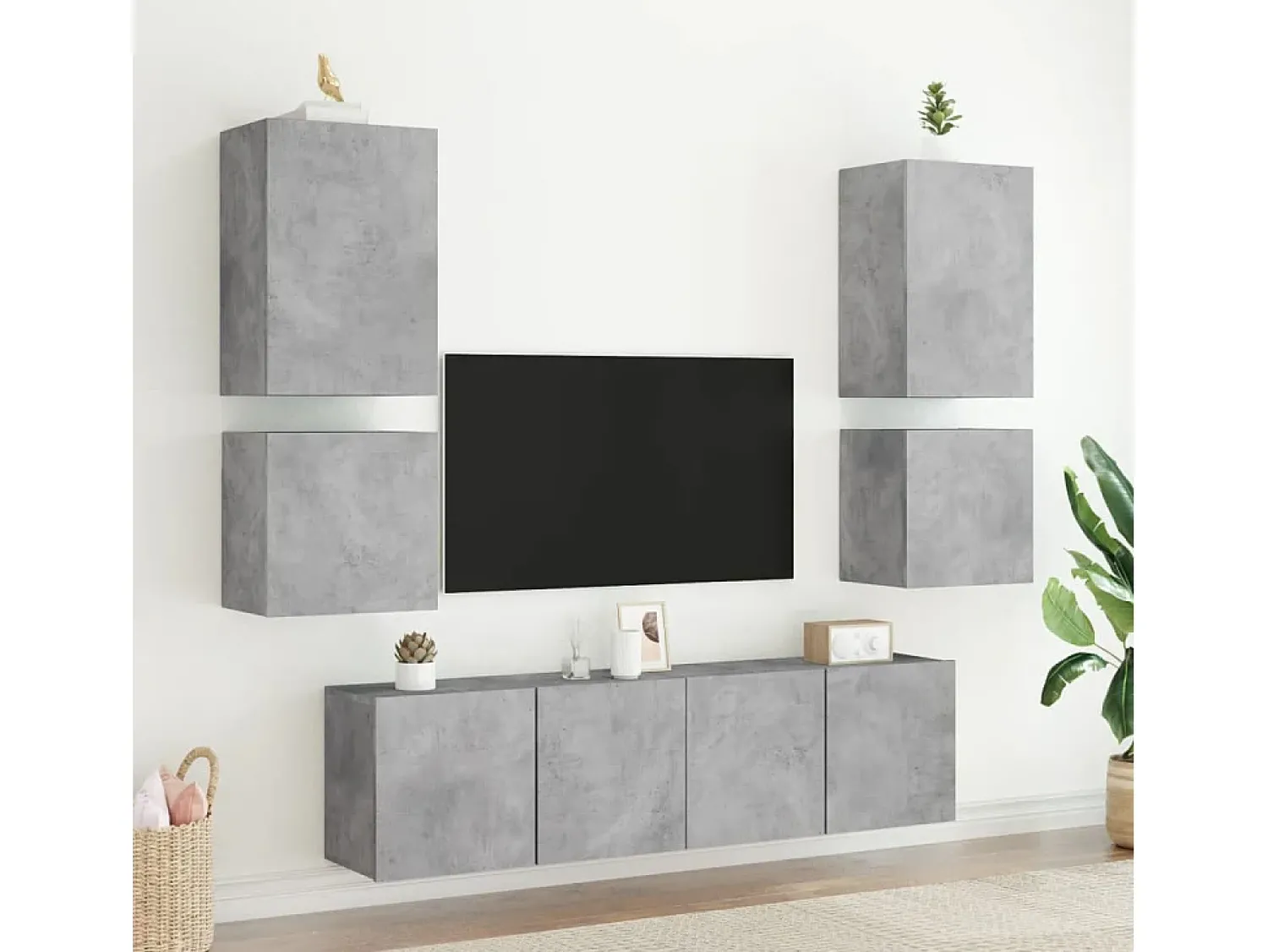 Sale Móveis de parede p/ TV 2pcs 40,5x30x40cm madeira cinza cimento PT504343 Cinzento