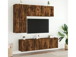 Móvel De Tv* Móveis de parede para TV 2 pcs 60x30x41 cm carvalho fumado PT159477 Castanho