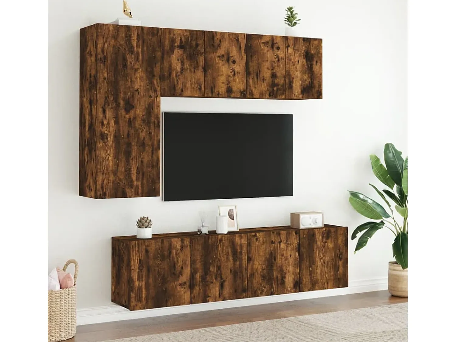 Móvel De Tv* Móveis de parede para TV 2 pcs 60x30x41 cm carvalho fumado PT159477 Castanho
