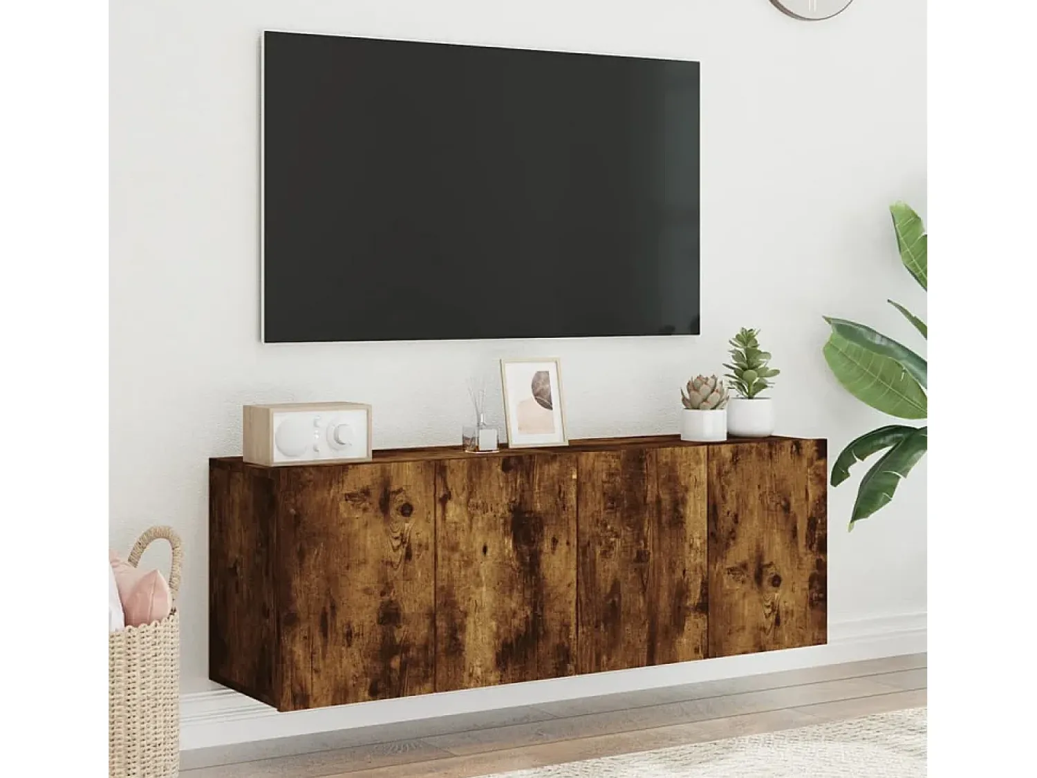 Móvel De Tv* Móveis de parede para TV 2 pcs 60x30x41 cm carvalho fumado PT159477 Castanho