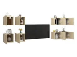 New Móveis de parede para TV 8 pcs 30,5x30x30 cm carvalho sonoma PT674418 Castanho