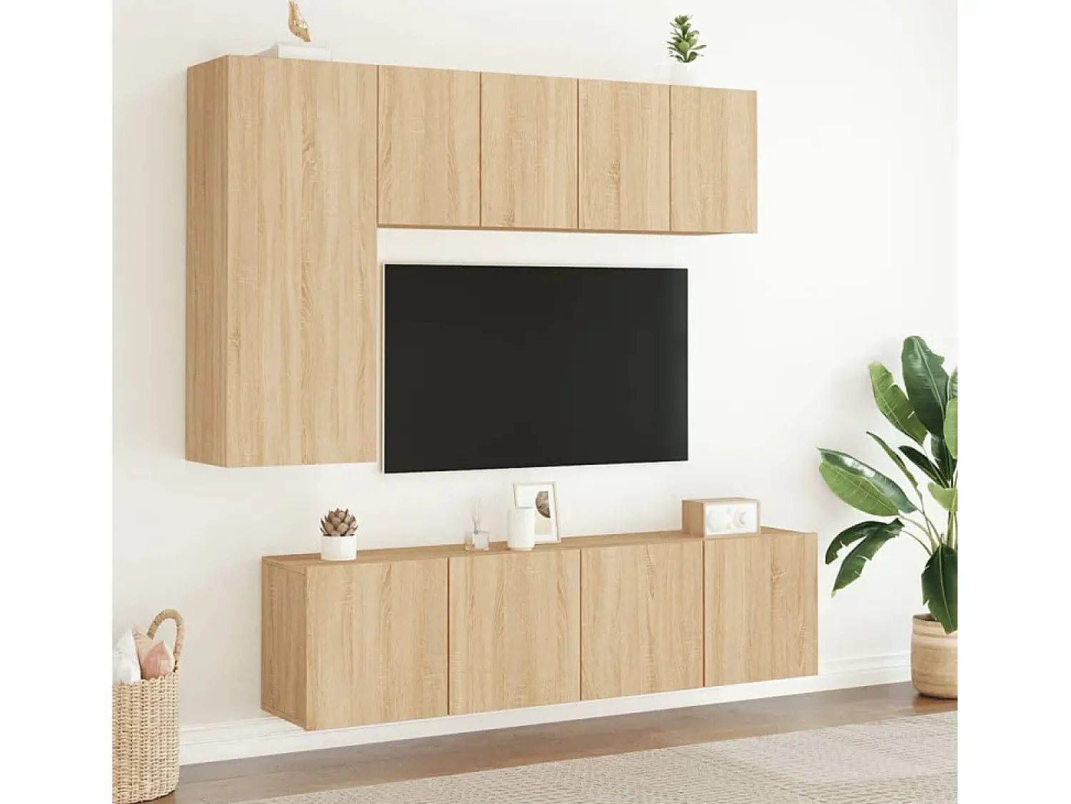 Móveis de parede para TV 2 pcs 60x30x41 cm carvalho sonoma PT104078^ Móvel De Tv