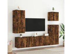 Móvel De Tv| Móveis de parede para TV 2 pcs 80x30x41 cm carvalho fumado PT855799 Castanho