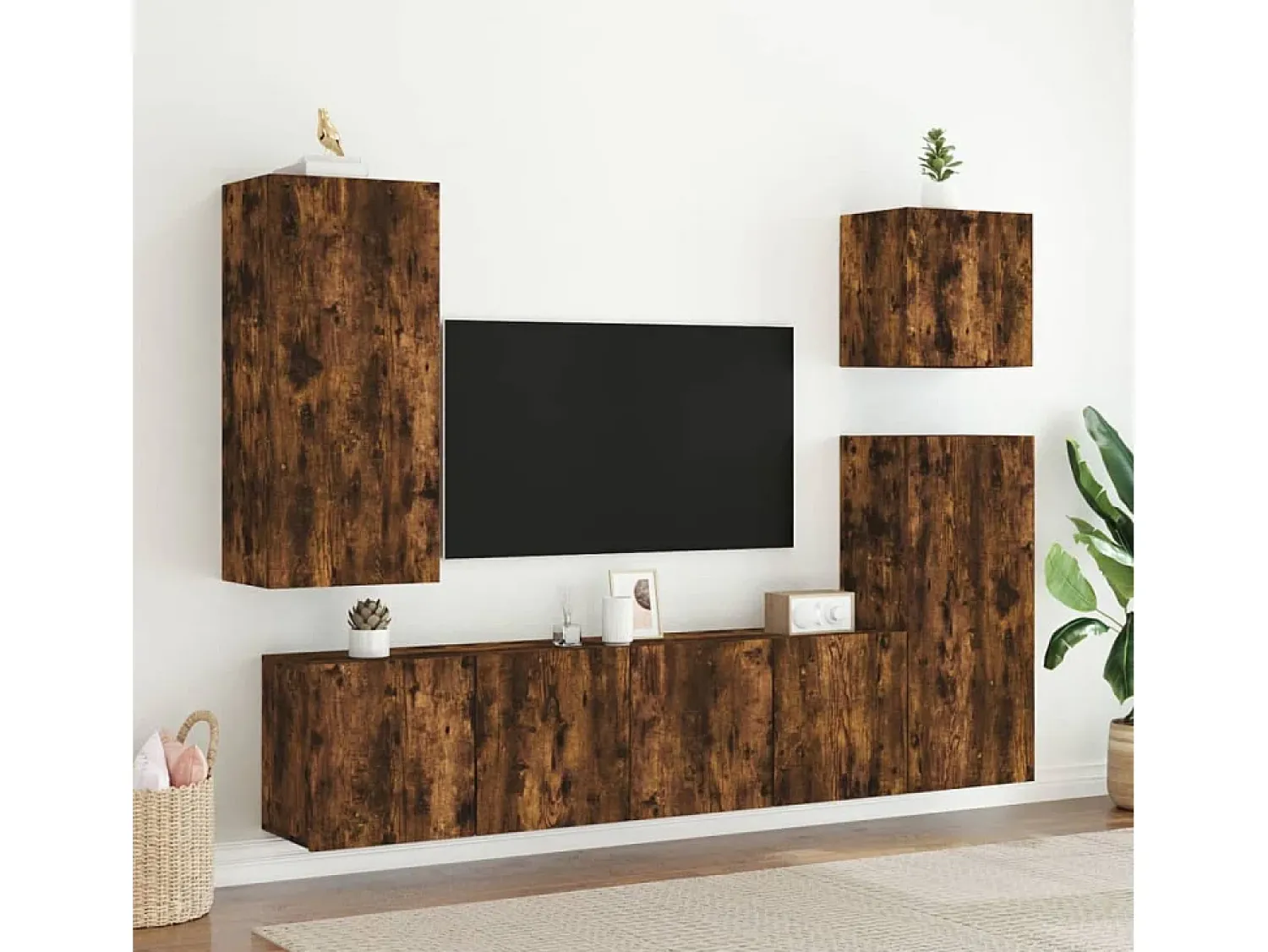 Móvel De Tv| Móveis de parede para TV 2 pcs 80x30x41 cm carvalho fumado PT855799 Castanho