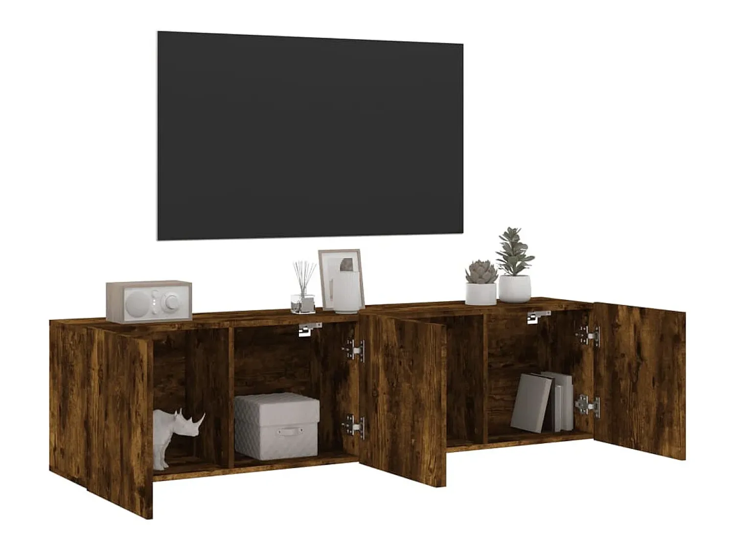 Móvel De Tv| Móveis de parede para TV 2 pcs 80x30x41 cm carvalho fumado PT855799 Castanho