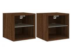 Online vidaxl Móveis de parede para TV com luzes LED 2 pcs carvalho castanho Natural escuro