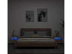 Móvel De Tv| Móveis de parede para TV com luzes LED 2 pcs carvalho sonoma PT116156 Castanho