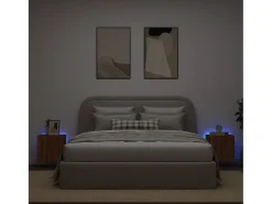 Hot Móveis de parede para TV com luzes LED 2 pcs carvalho PT166106 Castanho