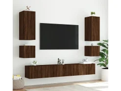 Hot Móveis de parede para TV com luzes LED 2 pcs carvalho PT166106 Castanho