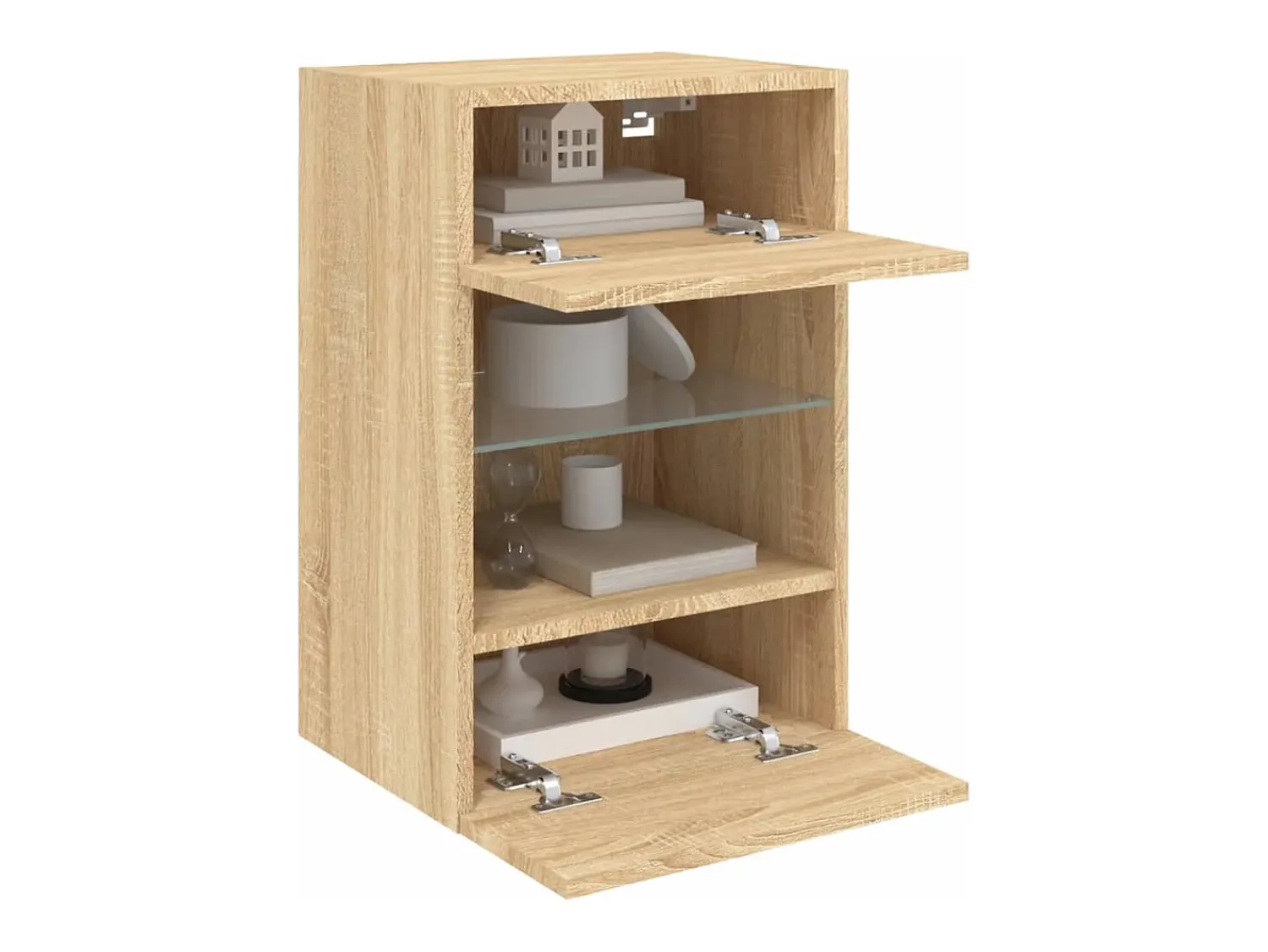 Móvel De Tv* Móveis de parede para TV com luzes LED 2 pcs carvalho sonoma PT730658 Castanho