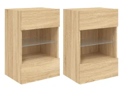 Móvel De Tv* Móveis de parede para TV com luzes LED 2 pcs carvalho sonoma PT730658 Castanho
