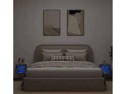 Móvel De Tv| Móveis de parede para TV com luzes LED 2 pcs carvalho PT305472 Castanho