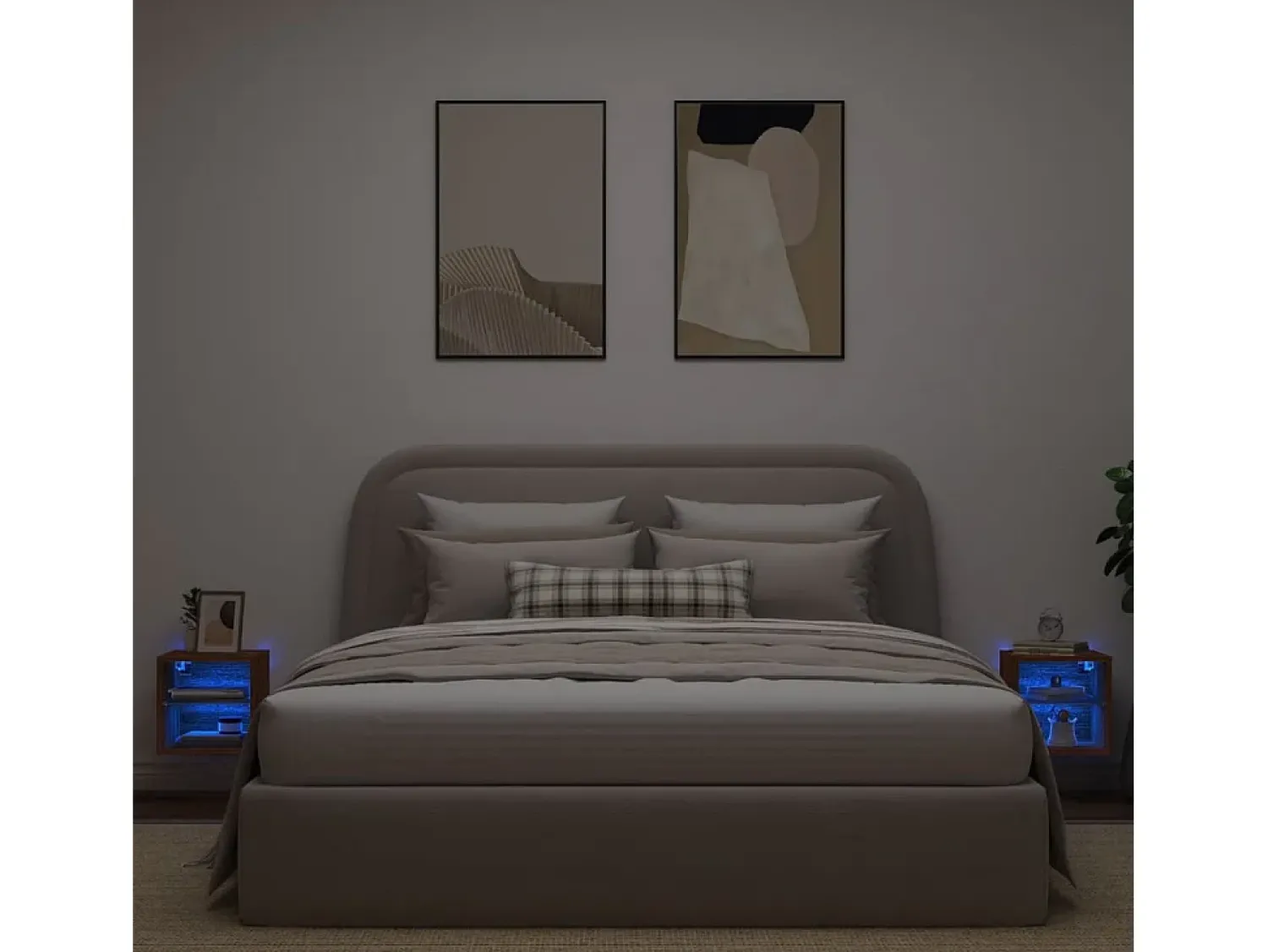 Móvel De Tv| Móveis de parede para TV com luzes LED 2 pcs carvalho PT305472 Castanho