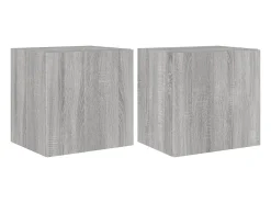 Móveis de parede para TV com luzes LED 2 pcs sonoma PT710369^ Móvel De Tv