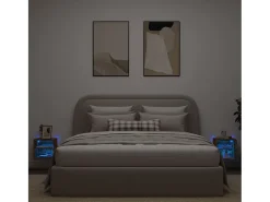 Móvel De Tv| Móveis de parede para TV com luzes LED 2 pcs carvalho fumado PT121107 Castanho