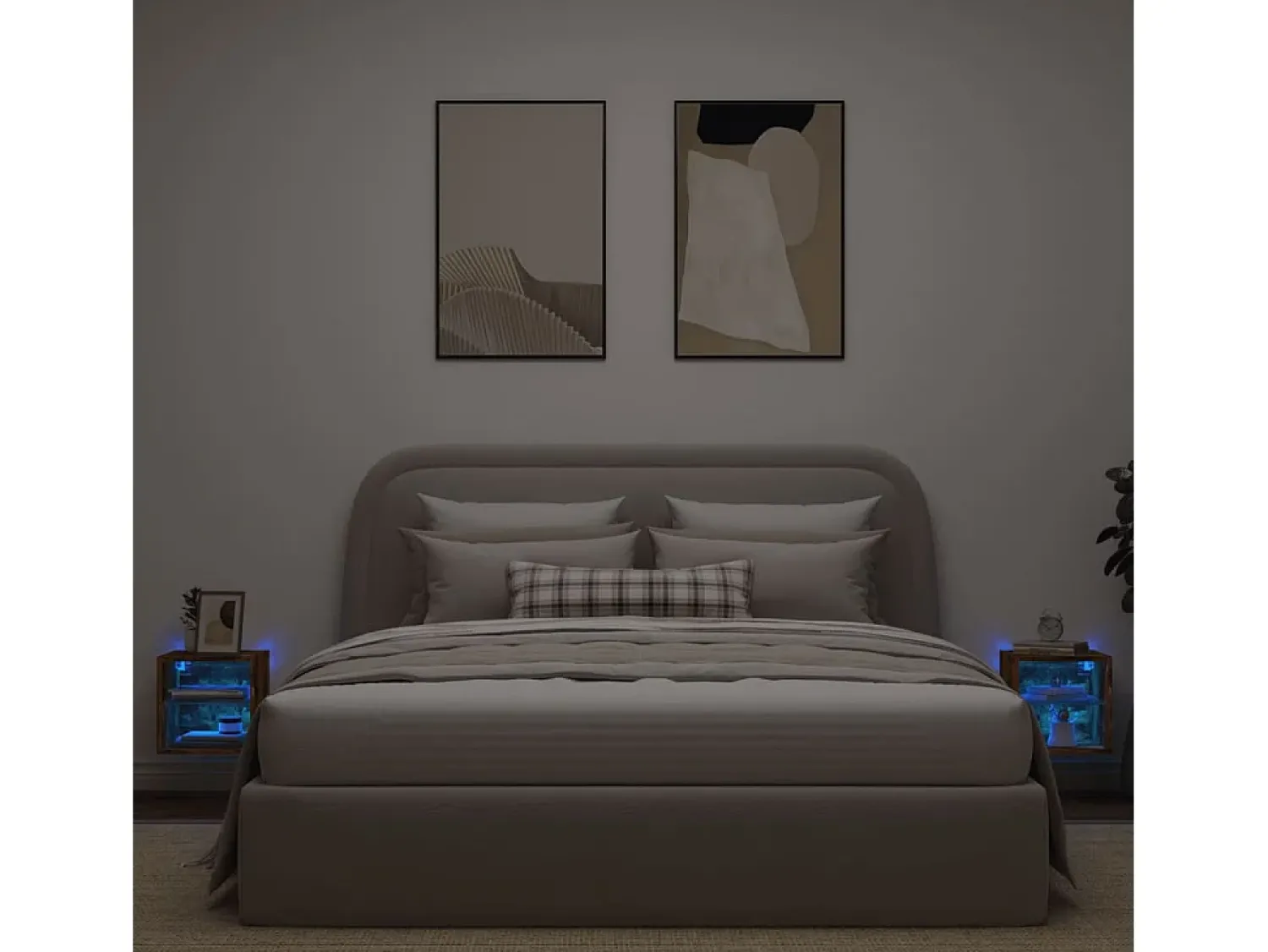 Móvel De Tv| Móveis de parede para TV com luzes LED 2 pcs carvalho fumado PT121107 Castanho