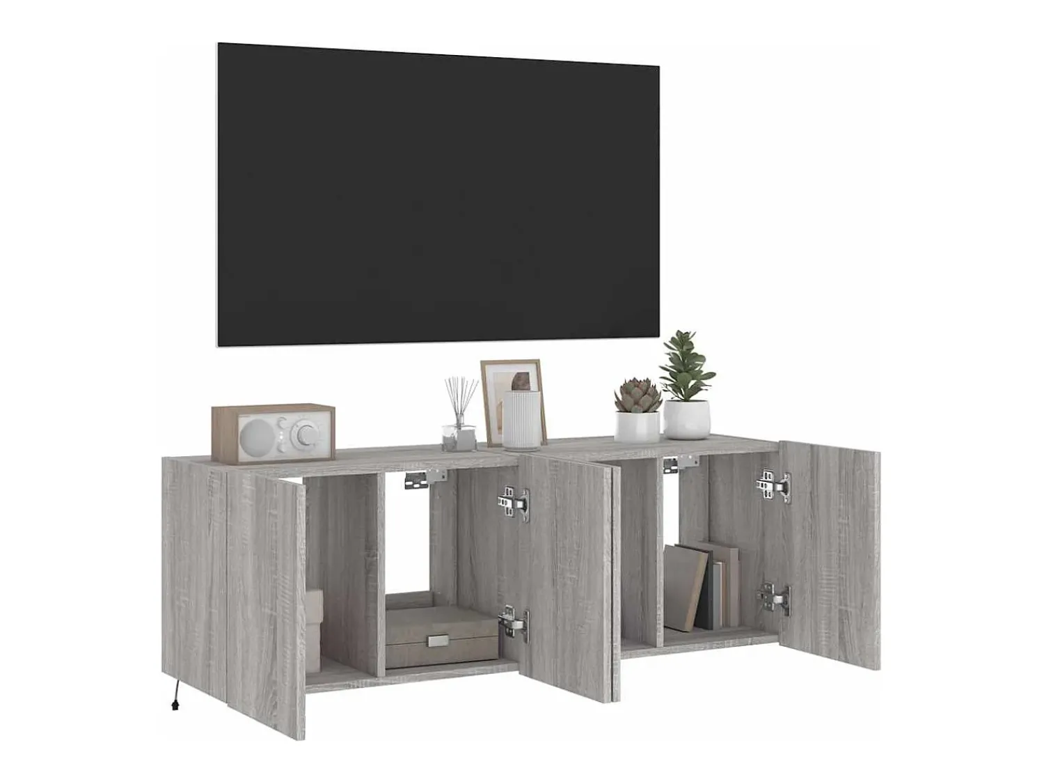 Móvel De Tv*vidaxl Móveis de parede para TV com luzes LED 2 pcs sonoma Cinzento