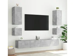 Móvel De Tv* Móveis de parede para TV com luzes LED 2 pcs cimento PT379643 Cinzento