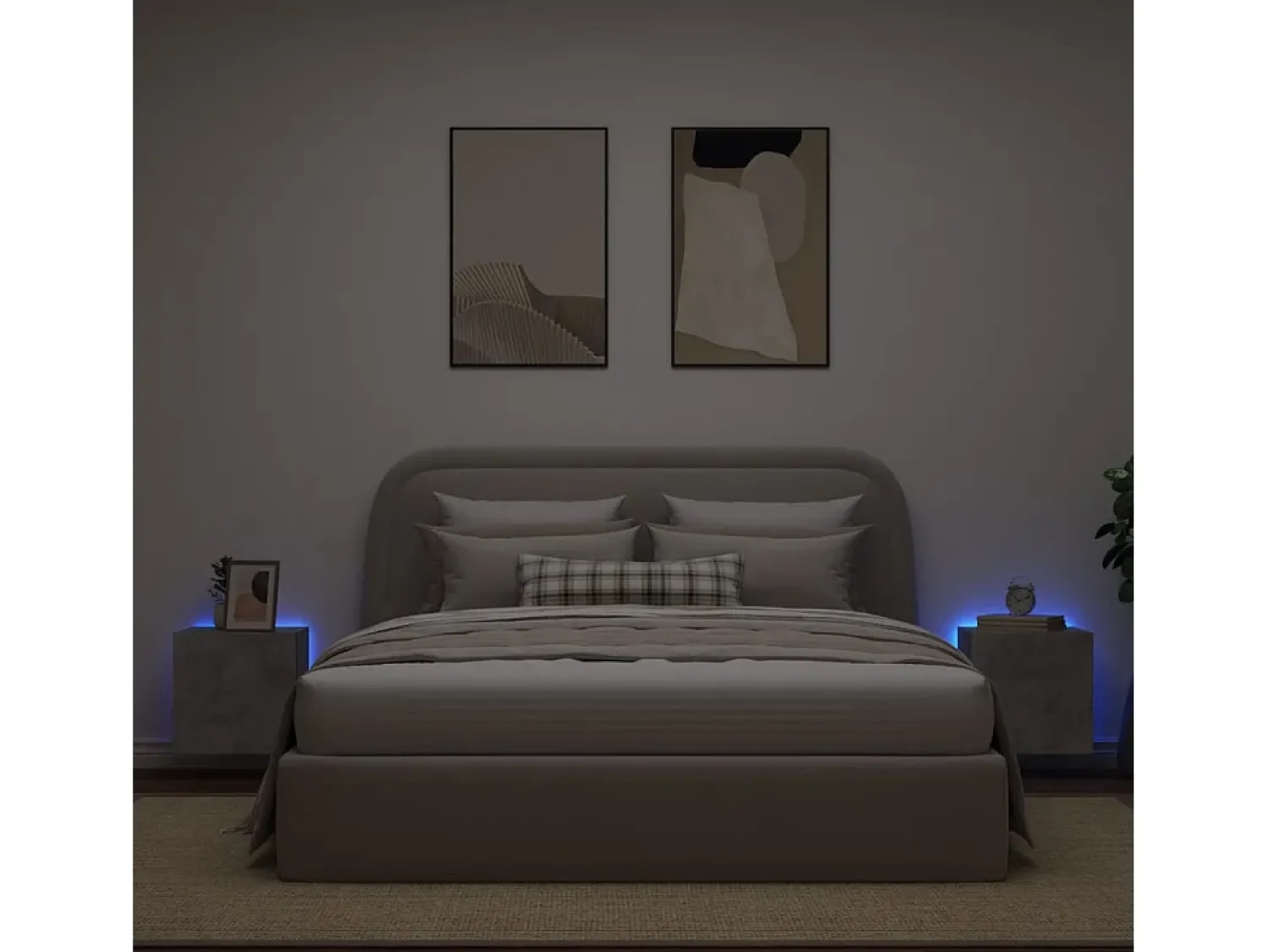 Móvel De Tv* Móveis de parede para TV com luzes LED 2 pcs cimento PT379643 Cinzento
