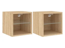 Sale Móveis de parede para TV com luzes LED 2 pcs carvalho sonoma PT134988 Castanho