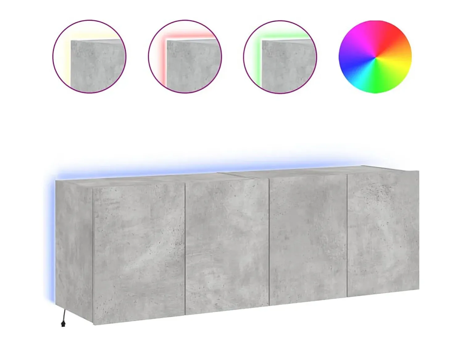 Móvel De Tv* Móveis de parede para TV com luzes LED 2 pcs cimento PT861703 Cinzento