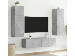 Móvel De Tv* Móveis de parede para TV com luzes LED 2 pcs cimento PT861703 Cinzento