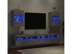 Best Móveis de parede para TV com luzes LED 2 pcs cimento PT471775 Cinzento